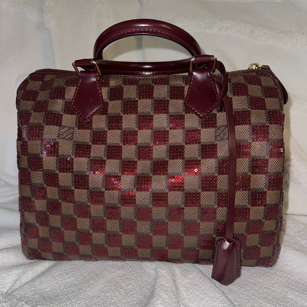 LV Limited Edition Damier Pailettes Speedy 30- Burgundy